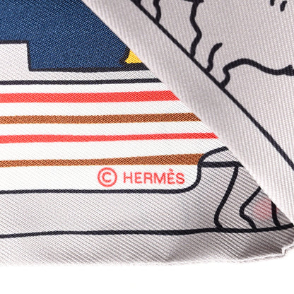Hermes Silk Les Chiens Parisiens Twilly Gris Perle Bleu Jaune 3 of 4