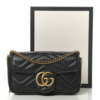 Gucci Calfskin Matelasse Super Mini GG Marmont Shoulder Bag Black 13 of 13