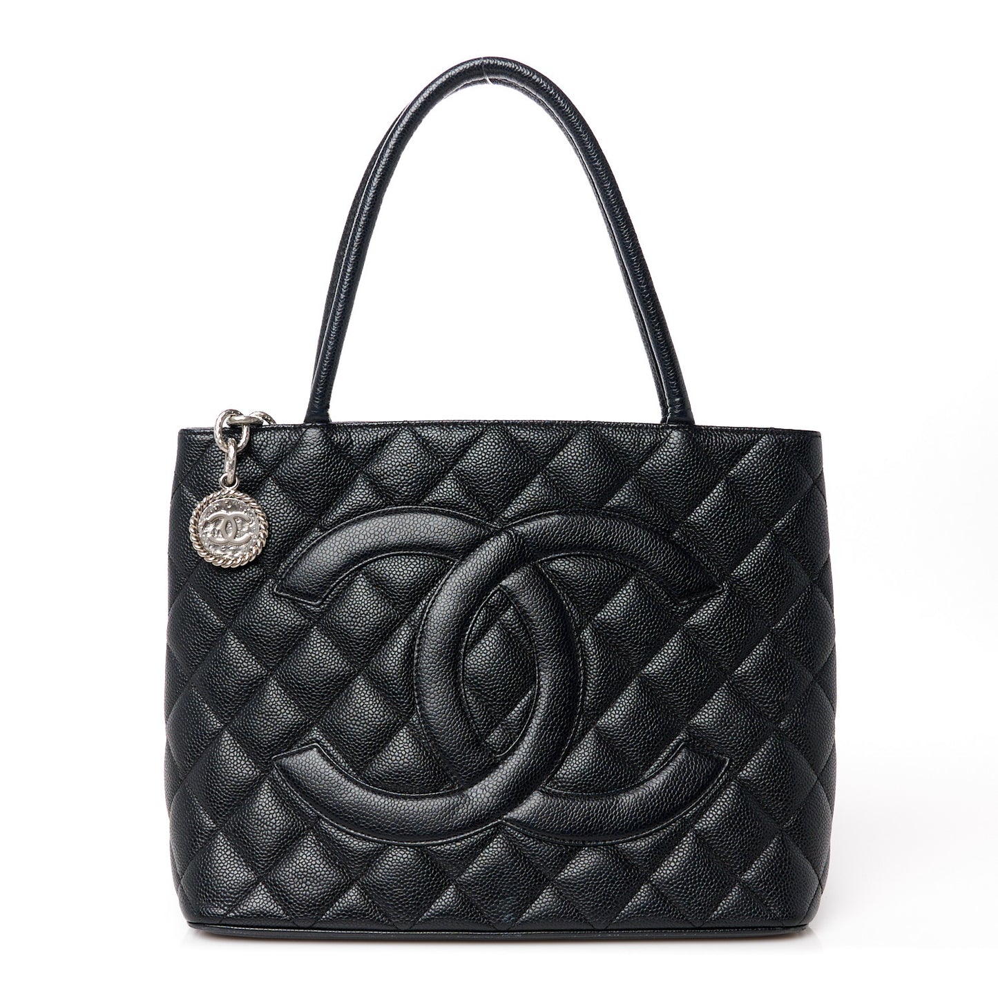 Caviar Quilted Medallion Tote Black