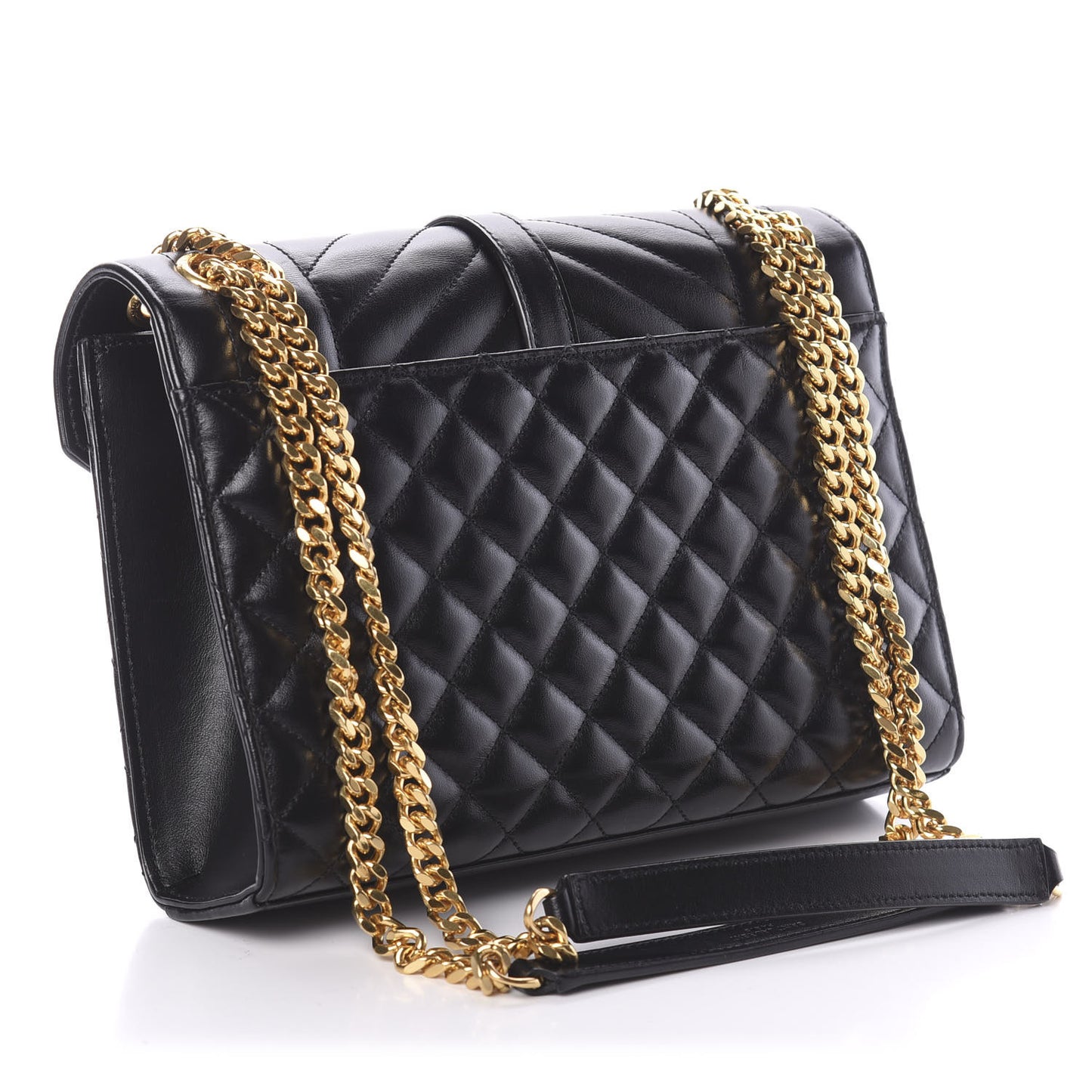 Grain De Poudre Textured Mixed Matelasse Triquilt Medium Monogram Satchel Black