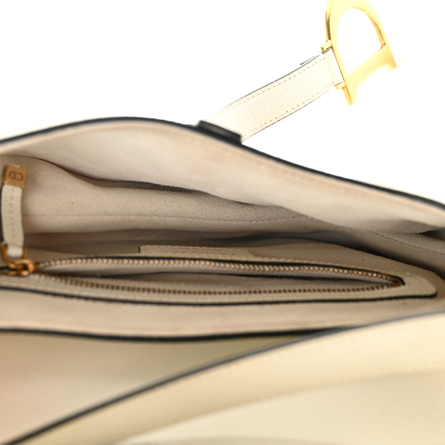 Grained Calfskin Saddle Bag White