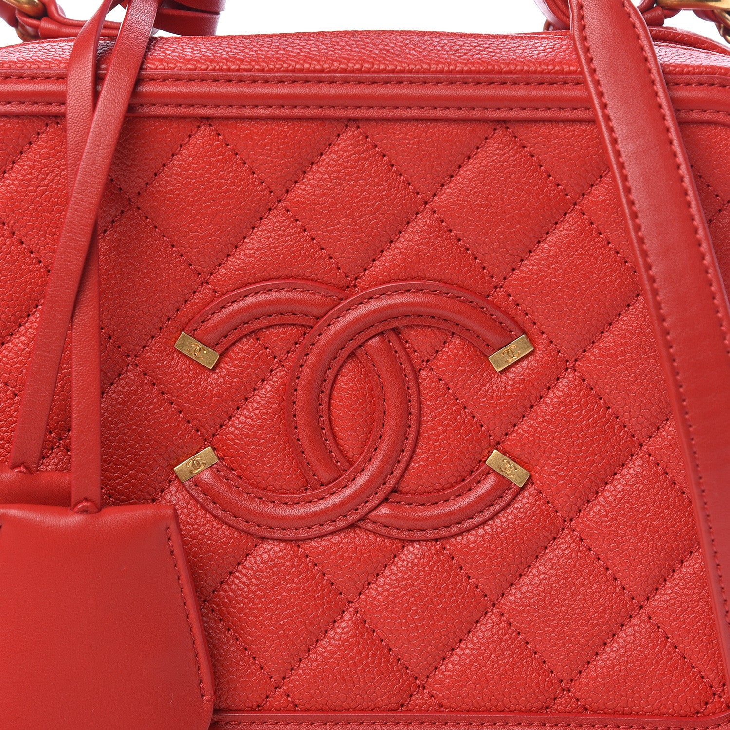 Chanel Caviar Quilted Medium CC Filigree Vanity Case Red 10 of 13