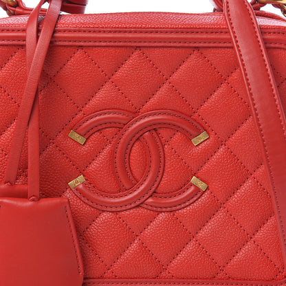Chanel Caviar Quilted Medium CC Filigree Vanity Case Red 10 of 13
