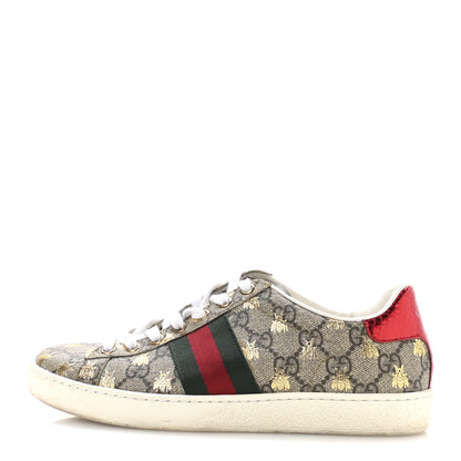 Gucci GG Supreme Monogram Bees Ayers Web Womens Ace Sneakers 36.5 Beige Oro Green Red 1 of 8