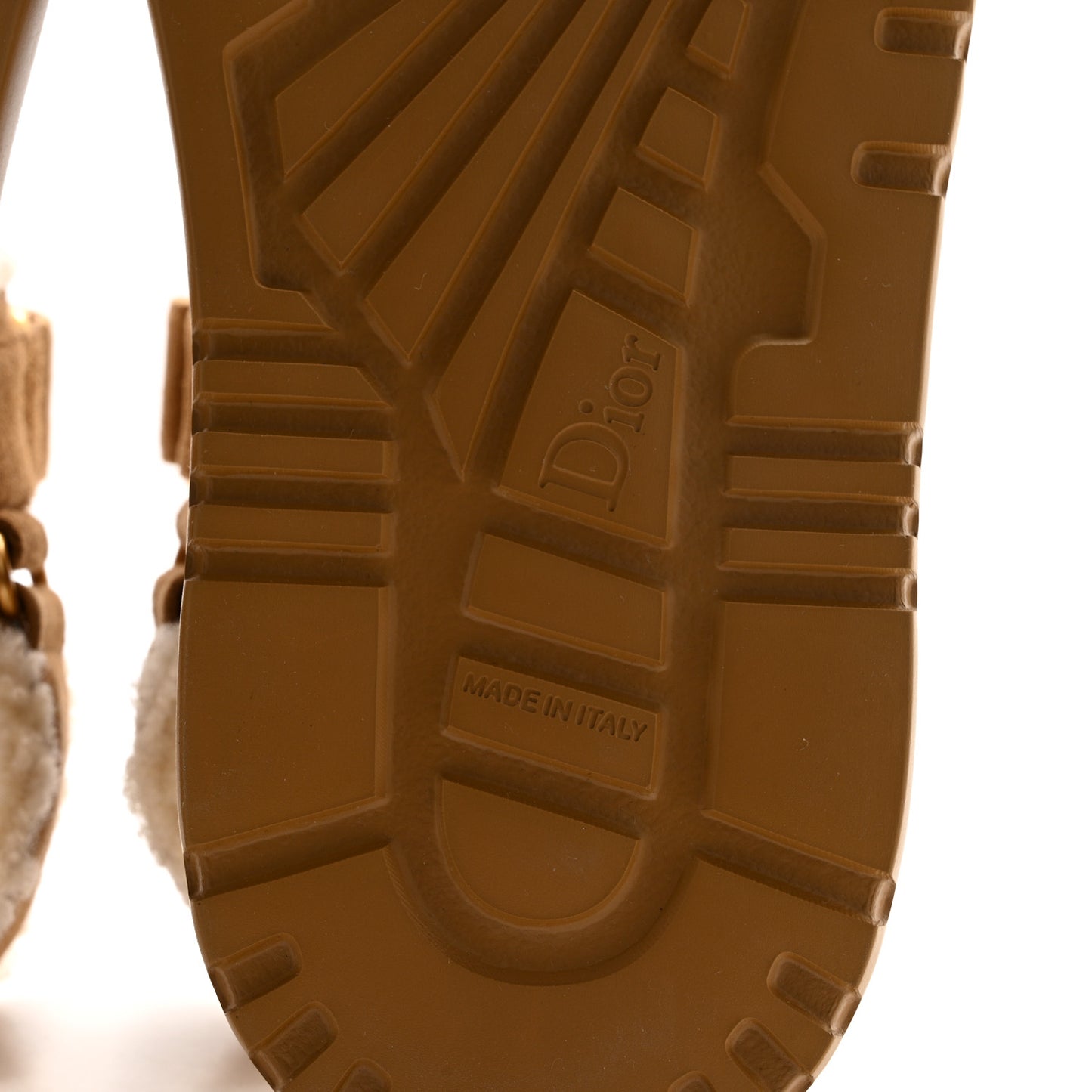 Suede Shearling Dioract 10mm Sandals 38 Beige