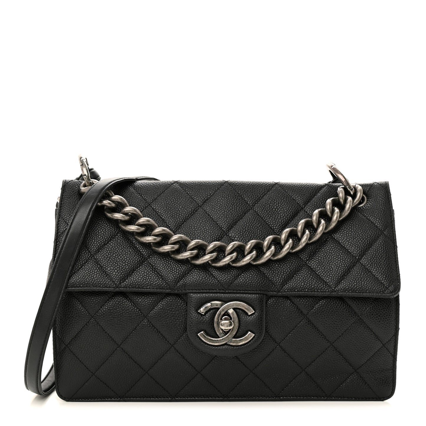 Caviar Quilted Medium Retro Class Flap Black
