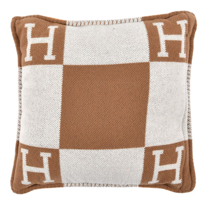 Hermes Wool Cashmere Avalon Pillow PM Ecru Camel 2 of 3