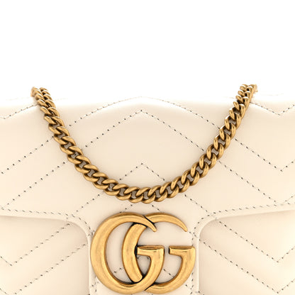 Gucci Calfskin Matelasse Super Mini GG Marmont Shoulder Bag White 8 of 14