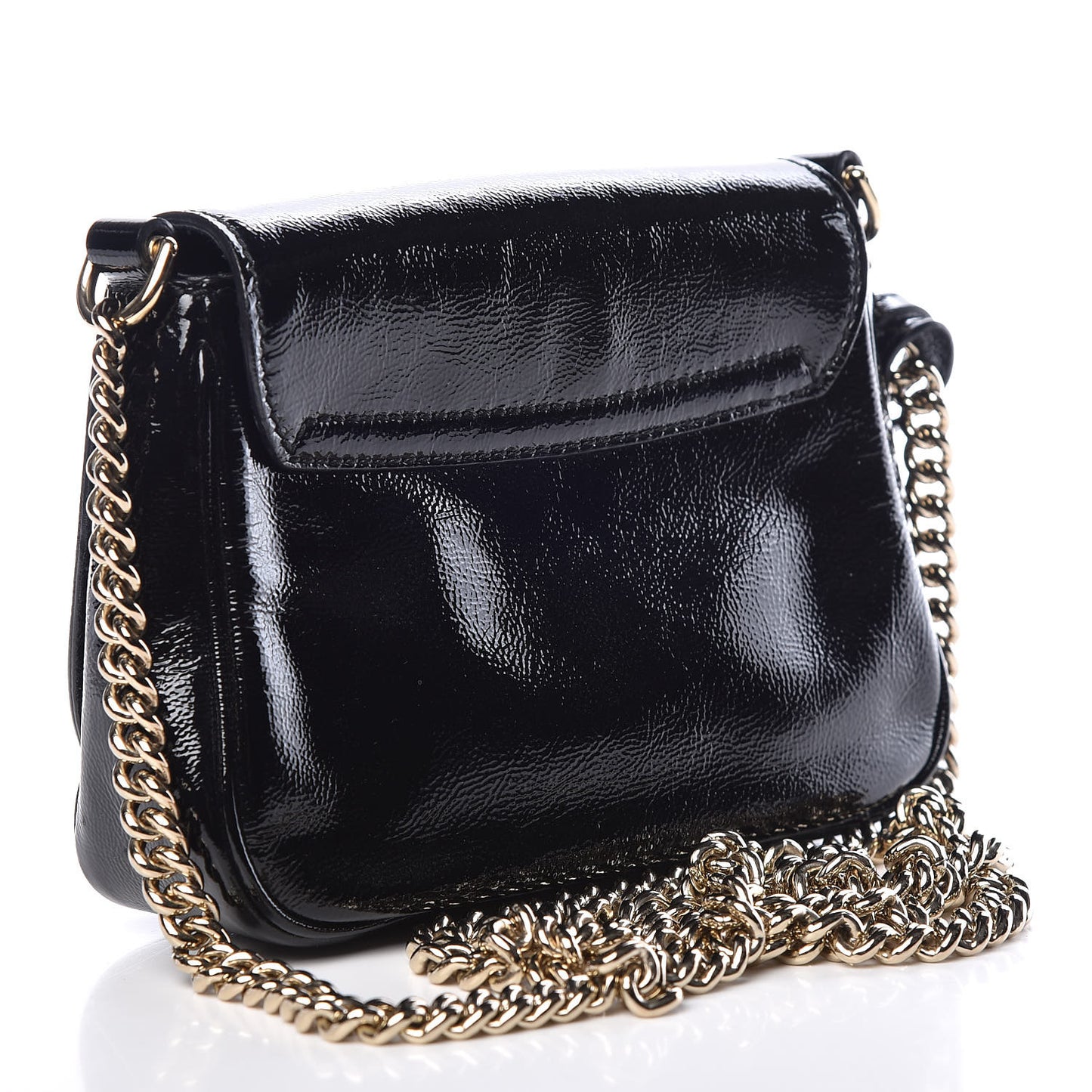 Vernice Naplack Small Soho Flap Crossbody Black