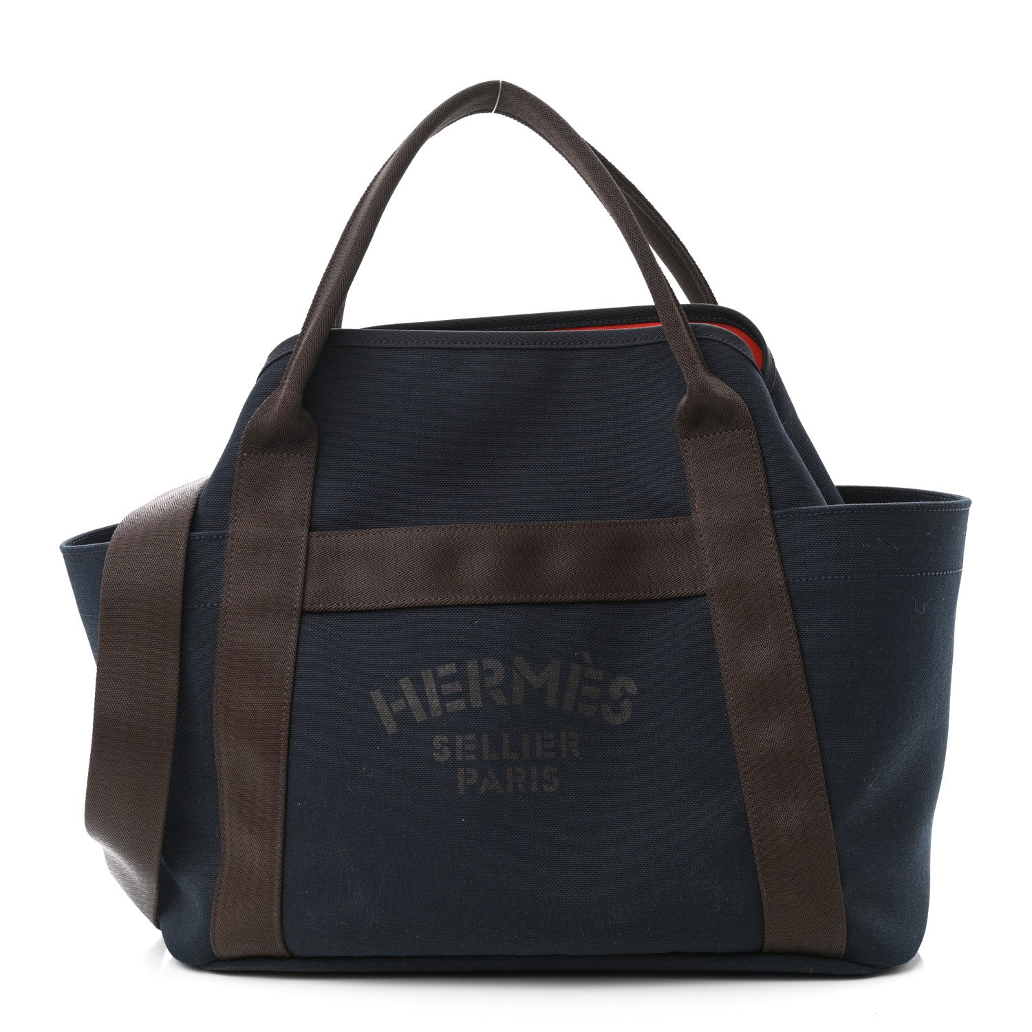 Hermes Canvas The Grooming Bag Bleu Navy Feu 3 of 13