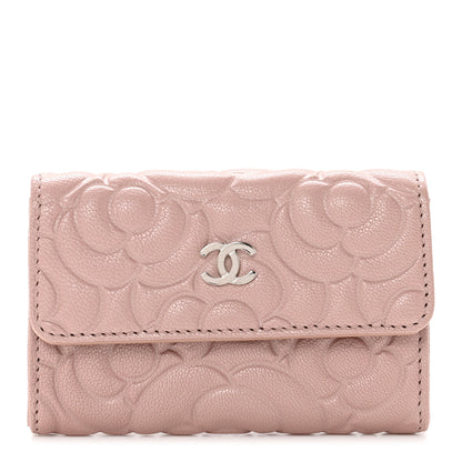 Chanel Goatskin Camellia Embossed Card Holder Wallet Light Pink 1 of 8