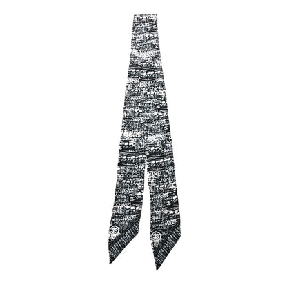 Chanel Silk CC Slim Bandeau Scarf Black White 2 of 4