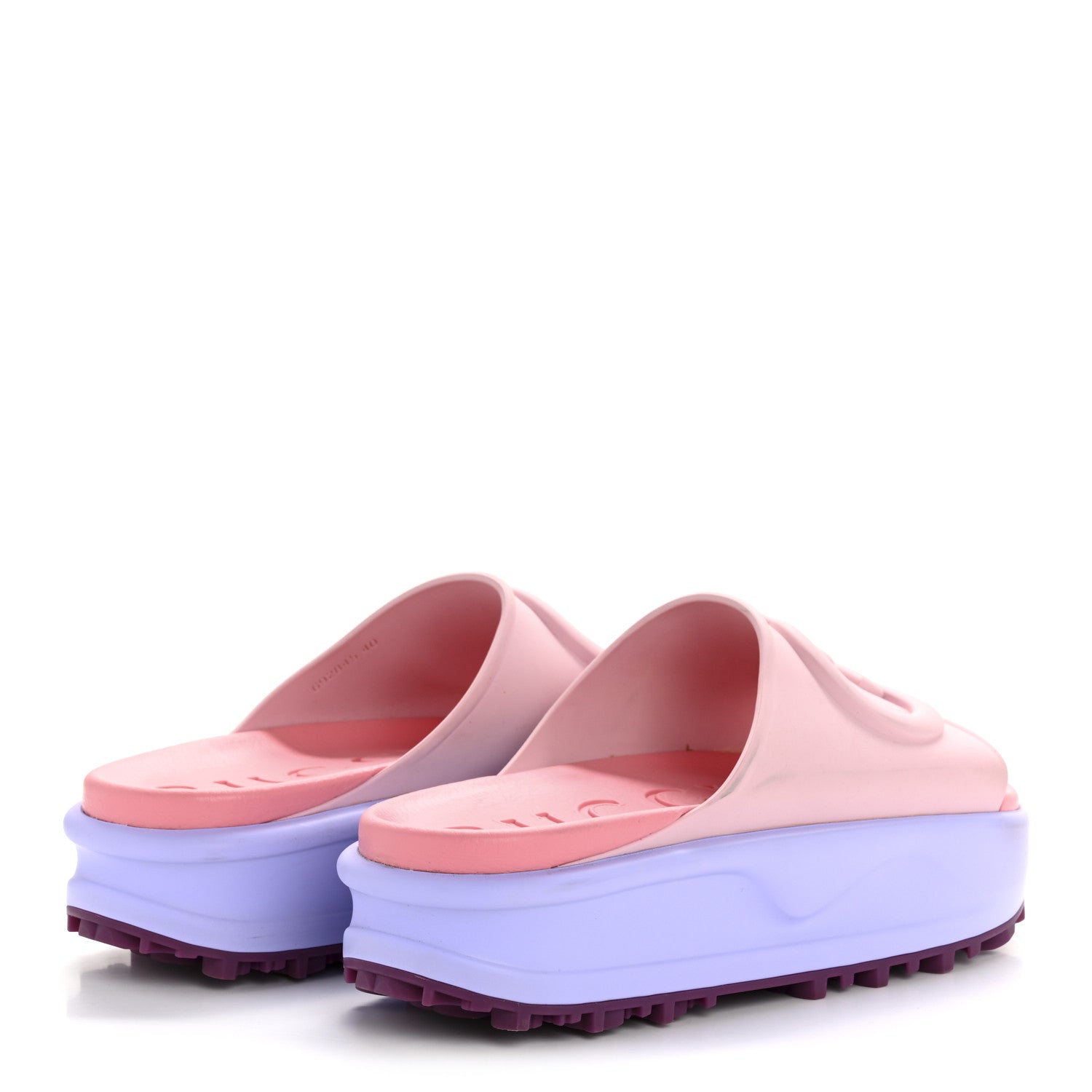 Gucci Soft Rubber Womens Interlocking G Platform 42mm Slide Sandals 40 Sugar Pink 5 of 10