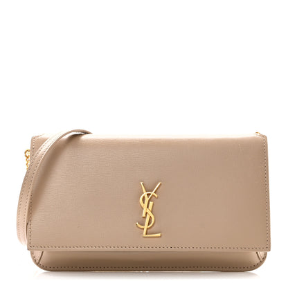 Saint Laurent Smooth Calfskin Monogram Phone Holder Crossbody Dark Beige 1 of 10