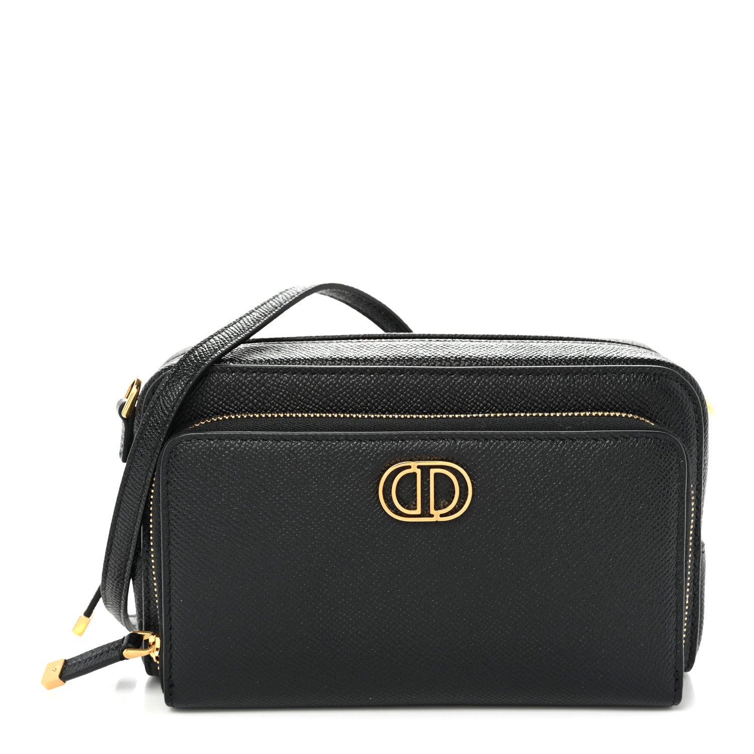 Christian Dior Grained Calfskin Caro Double Pouch Black 1 of 11