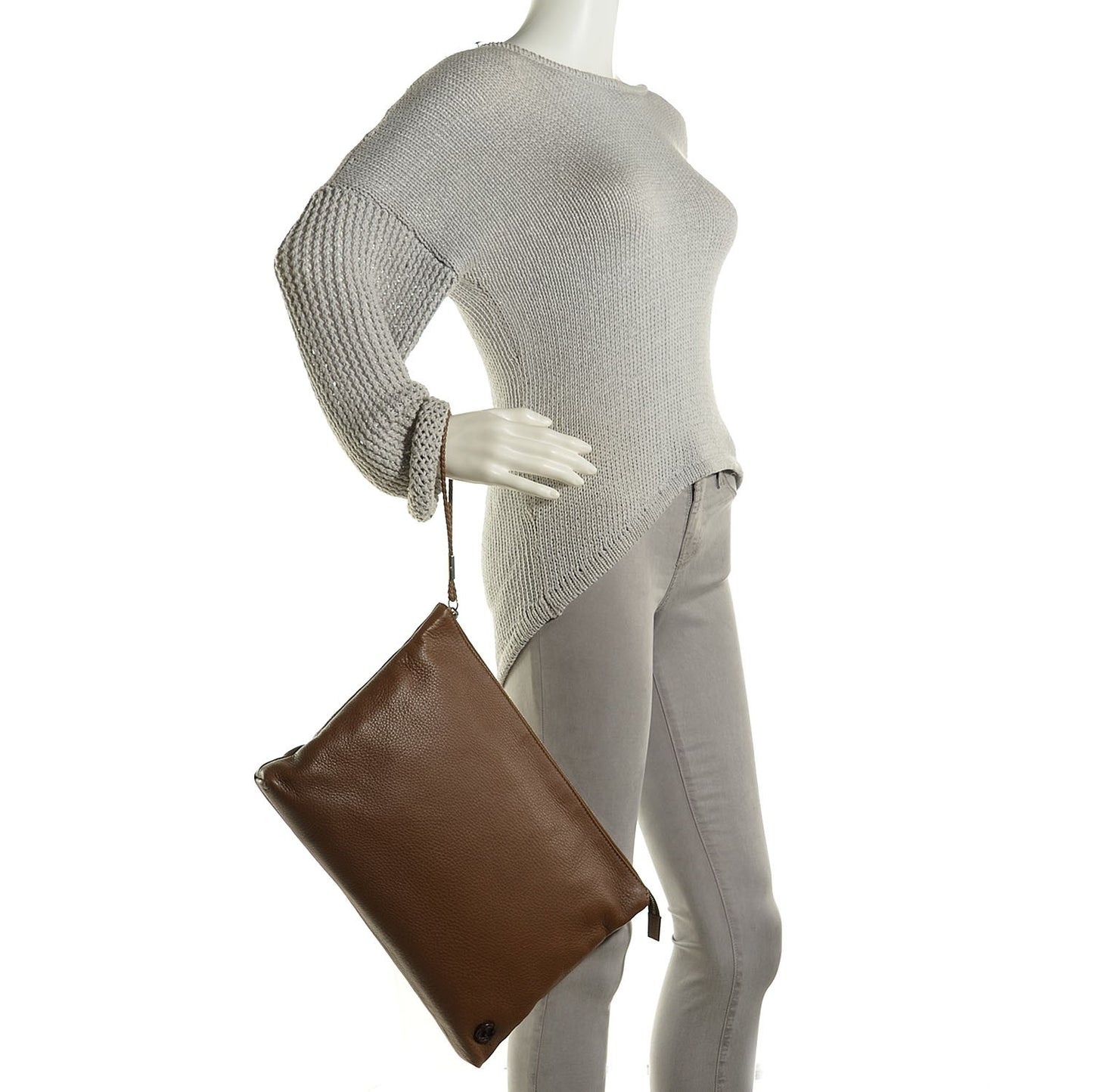 Deerskin Interlocking G Portfolio Clutch Maple