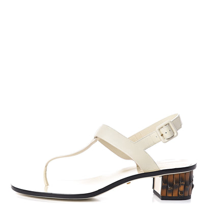 Gucci Calfskin Bamboo T-Strap Thong Sandals 39 White 1 of 12
