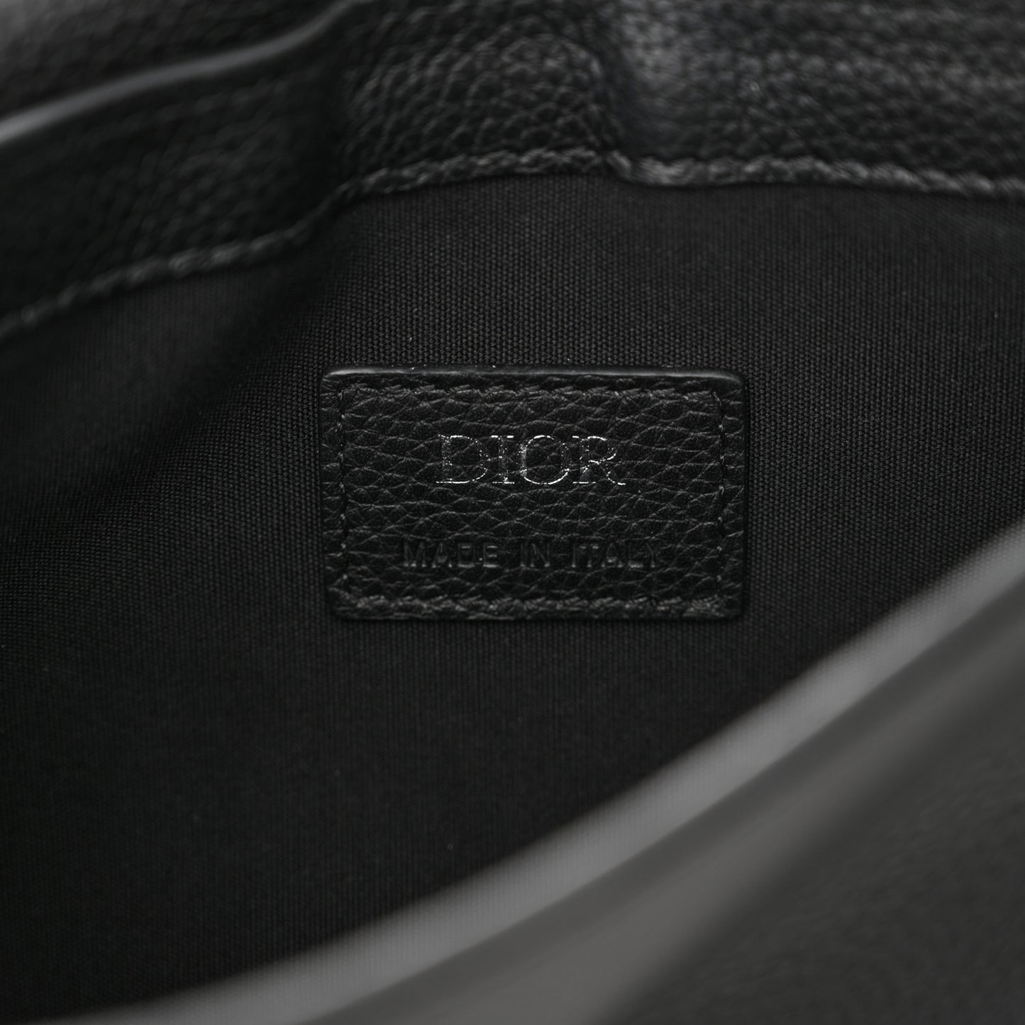 Grained Calfskin Saddle Messenger Bag Black