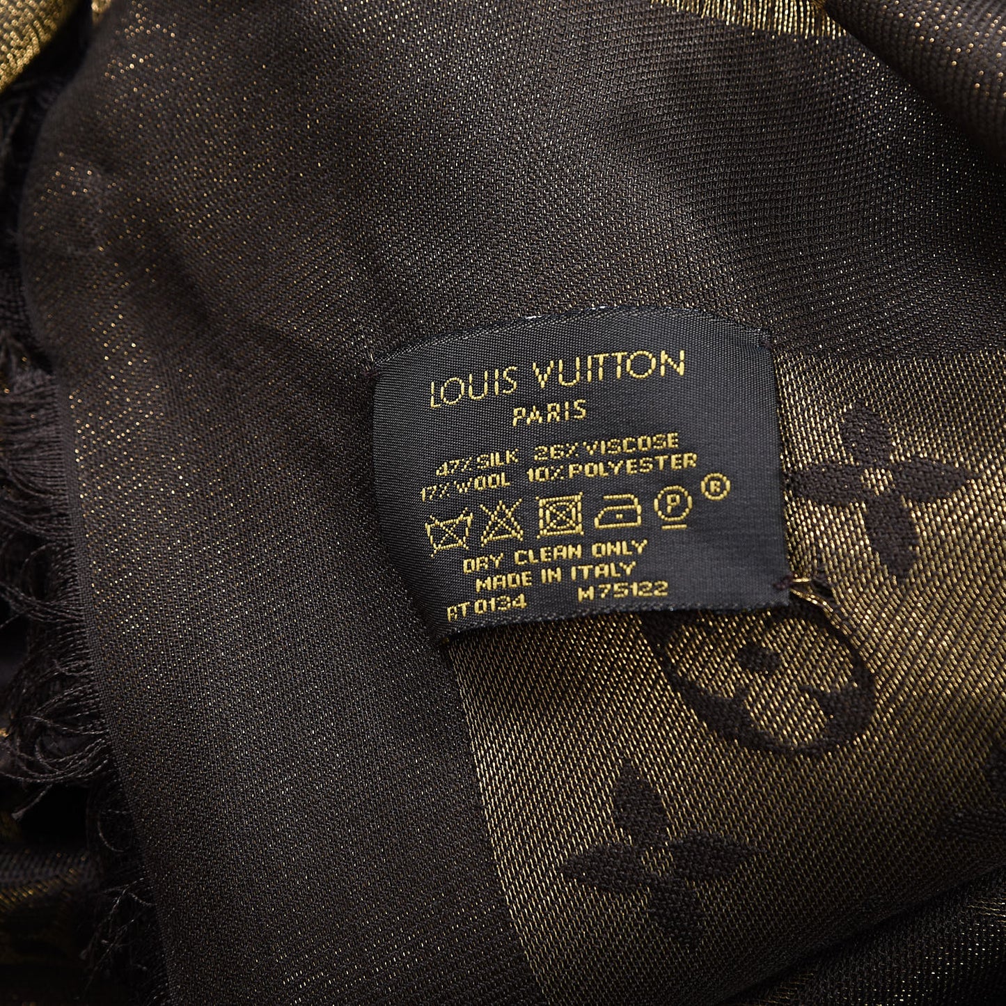 Silk Lurex Wool Monogram Shine Shawl Brown
