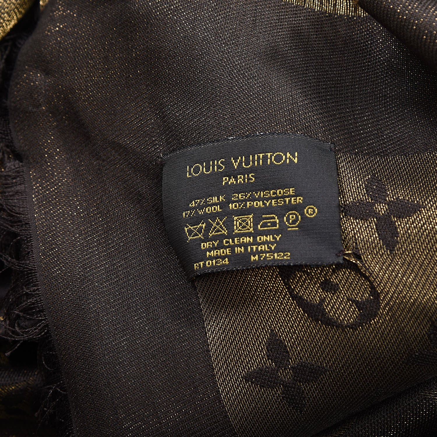 Louis Vuitton Silk Lurex Wool Monogram Shine Shawl Brown 5 of 6