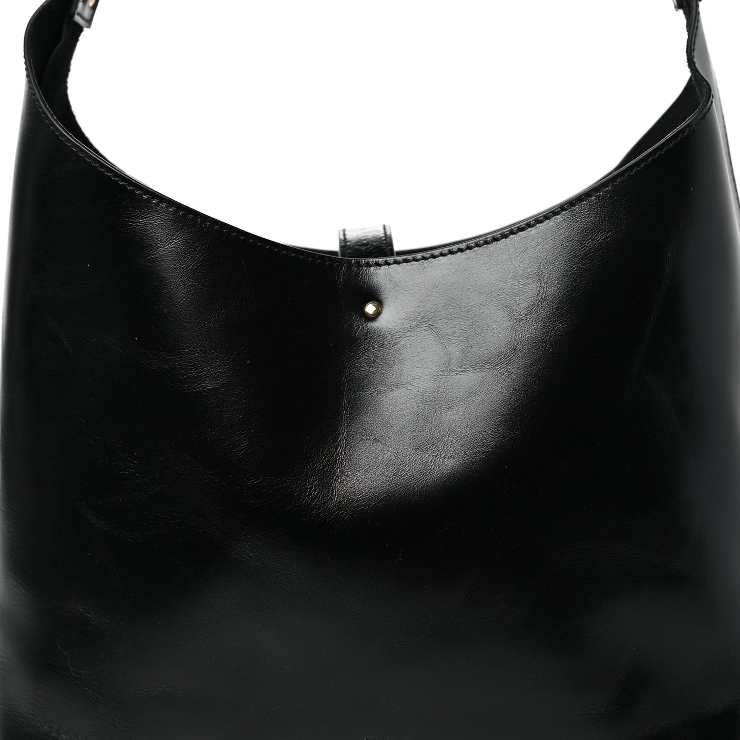 Shiny Calfskin Small Marcie Hobo Bag Black