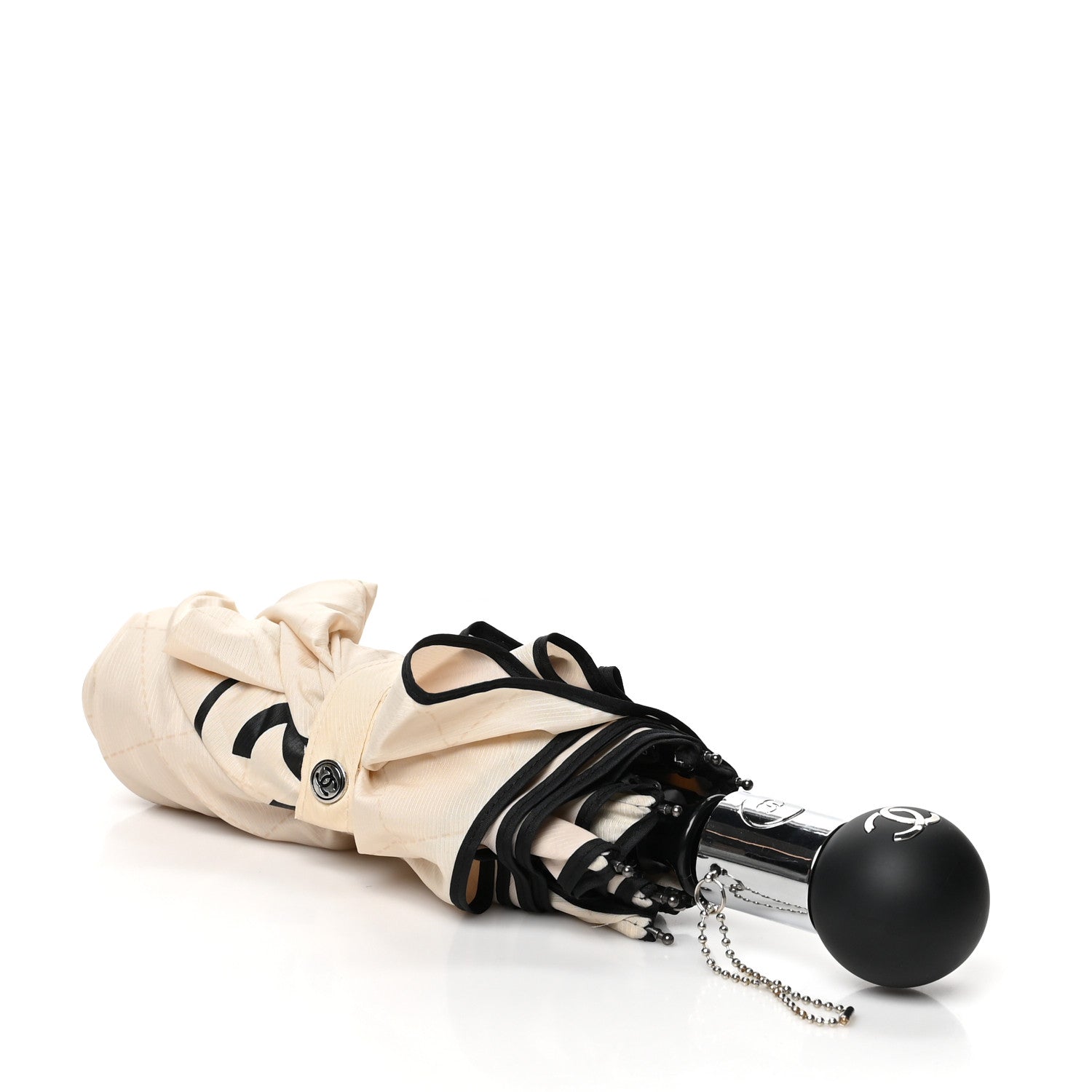 Chanel Nylon Quilted Umbrella With Case White Black 4 of 6