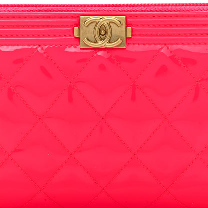 Chanel Patent Quilted Boy Zip Around Wallet Pink 7 of 10