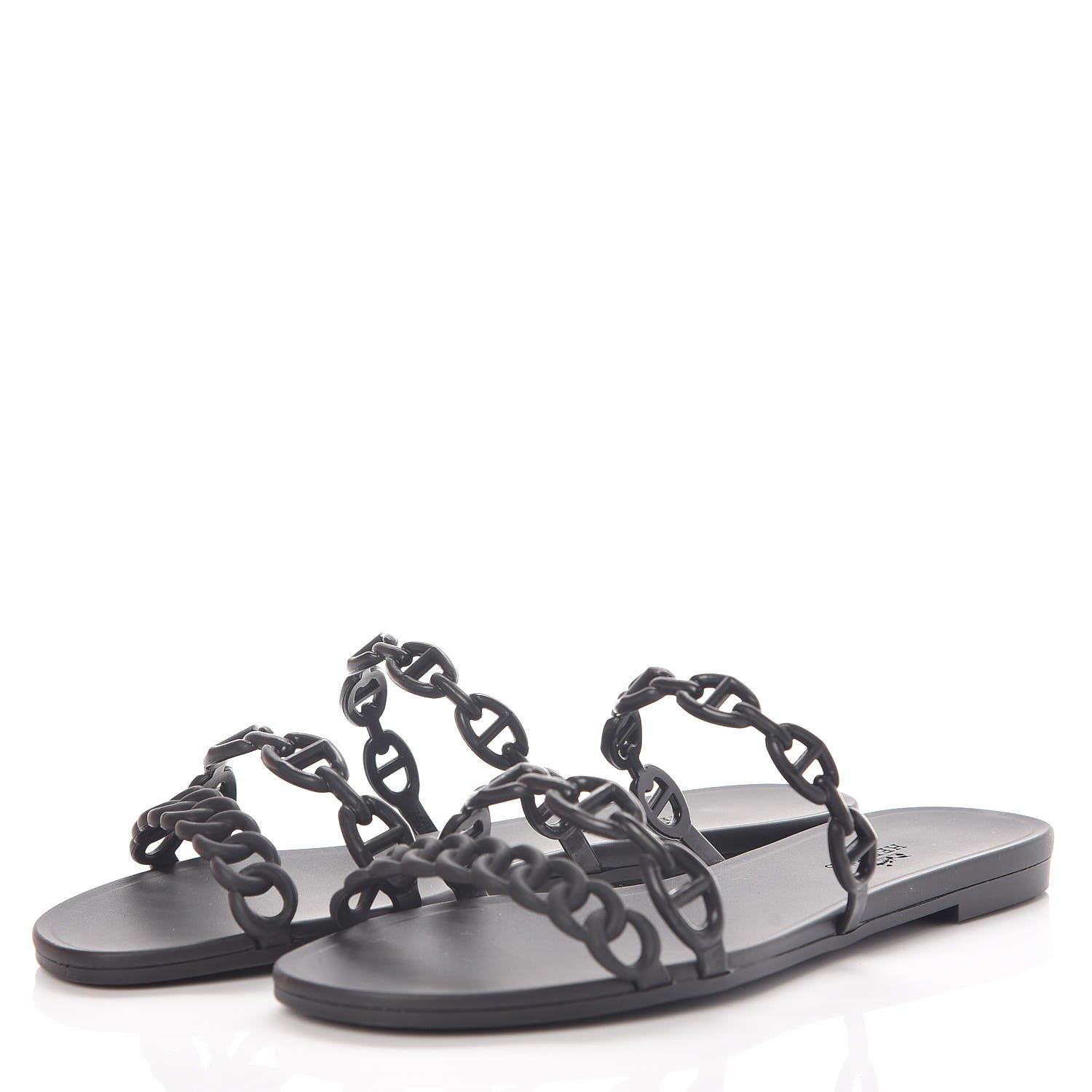 Hermes Rubber Chaine d'Ancre Rivage Sandals 35 Black 3 of 8