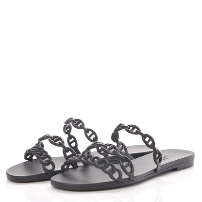 Hermes Rubber Chaine d'Ancre Rivage Sandals 35 Black 3 of 8