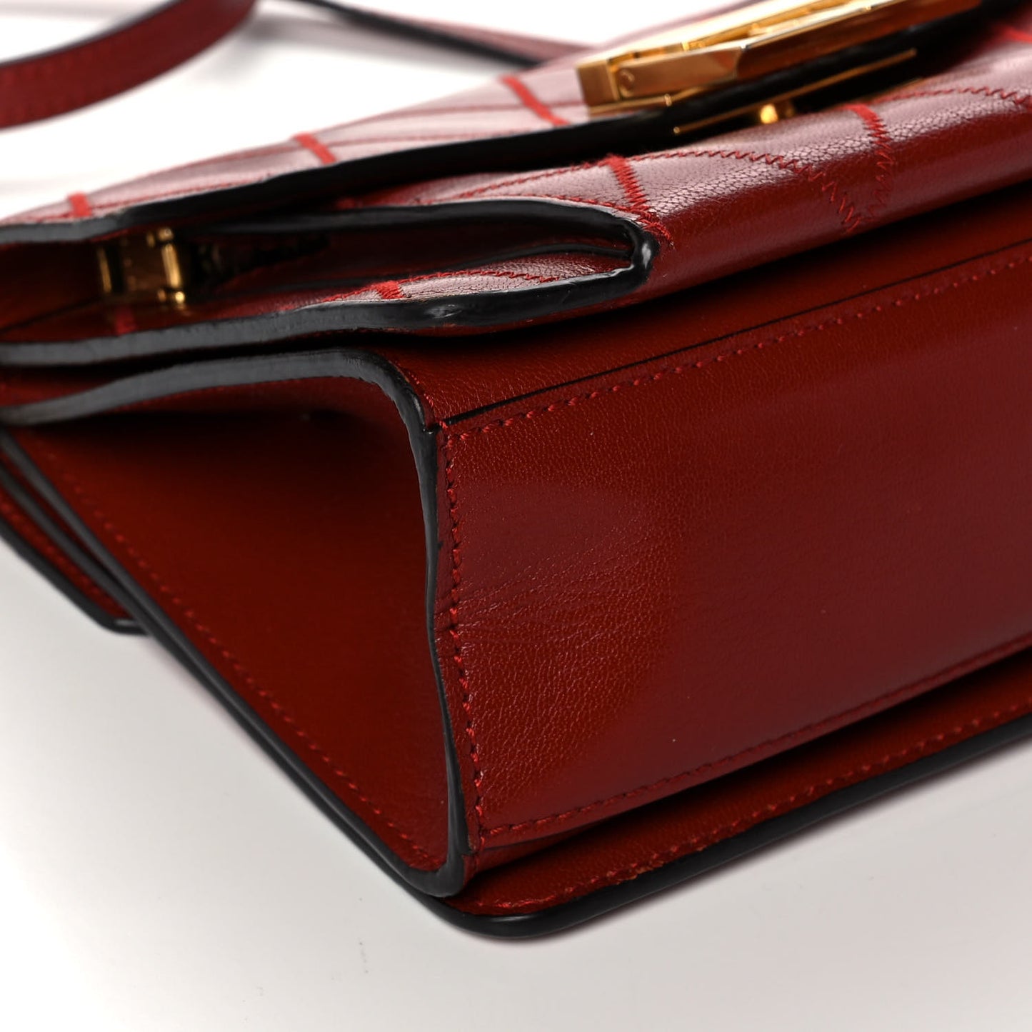 Goatskin Quilted Small GV3 Shoulder Bag Vermilion
