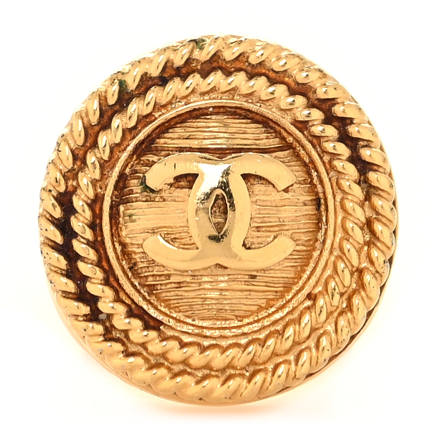 Chanel Metal CC Rope Ring 54 Gold 1 of 4