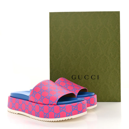 Gucci GG Supreme Joy Monogram Angelina Platform Slide Sandals 40.5 Fuxia Blue 12 of 12