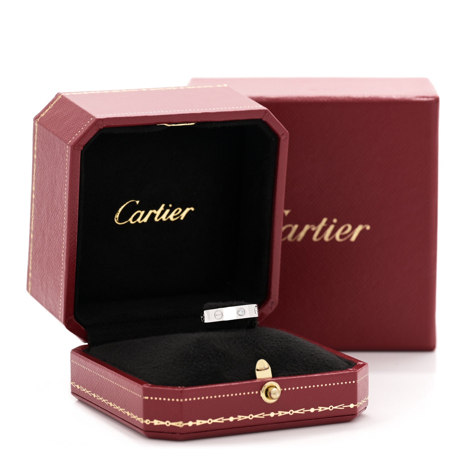 Cartier 18K White Gold Diamond 4mm LOVE Wedding Band Ring 48 4.5 5 of 5