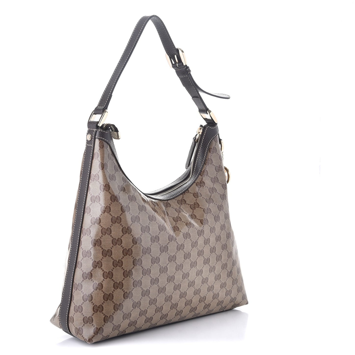 Crystal Monogram Hobo Dark Brown