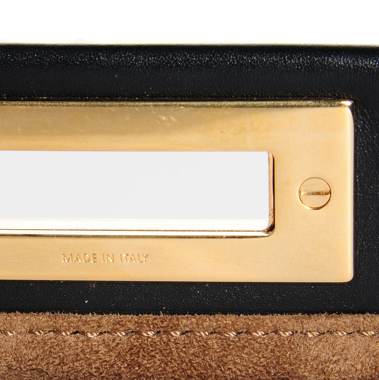 Fendi Vitello Morgan Fabric Jacquard Pequin Medium Peekaboo Iconic Satchel Black Tobacco 8 of 11