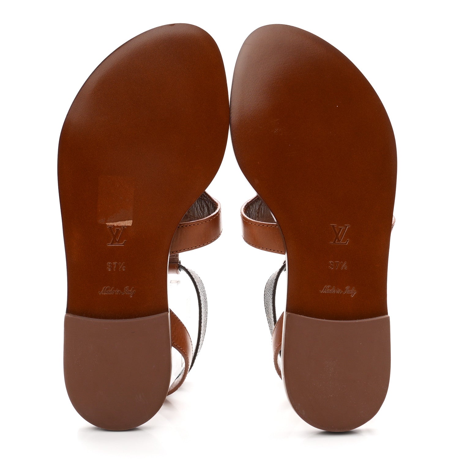 Louis Vuitton Calfskin Game On Playful Flat Sandals 37.5 Brown 6 of 10