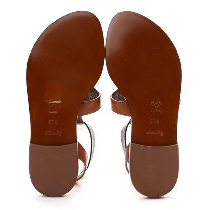 Louis Vuitton Calfskin Game On Playful Flat Sandals 37.5 Brown 6 of 10