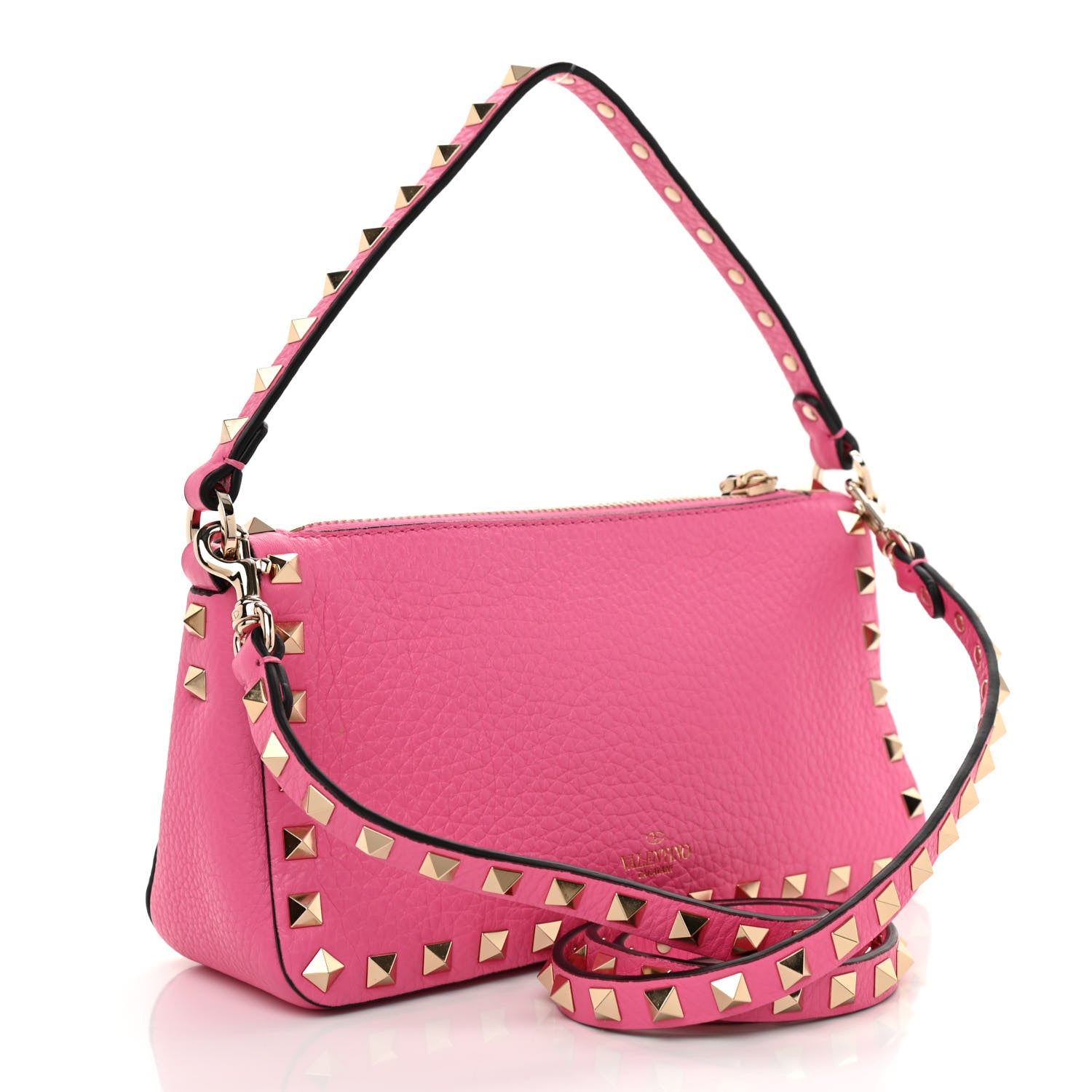 Valentino Garavani Pebbled Calfskin Small Rockstud Flip Lock Shoulder Bag Dawn Pink 3 of 7