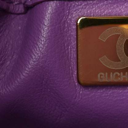 Chanel Lambskin Enamel Quilted Pending CC Bucket Drawstring Bag Purple 7 of 10