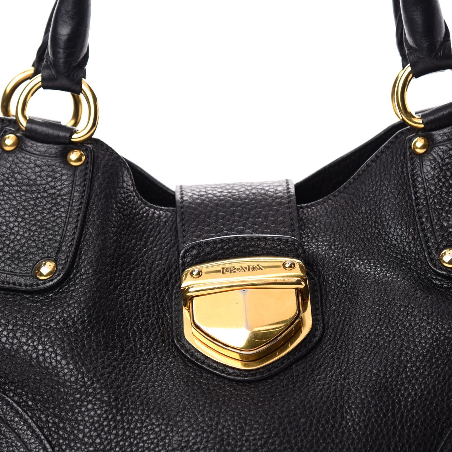 Vitello Daino Pushlock Tote Black