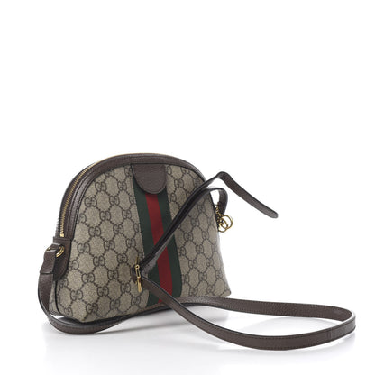 Gucci GG Supreme Monogram Textured Dollar Calfskin Web Small Ophidia Dome Shoulder Bag Beige Ebony New Acero 2 of 9