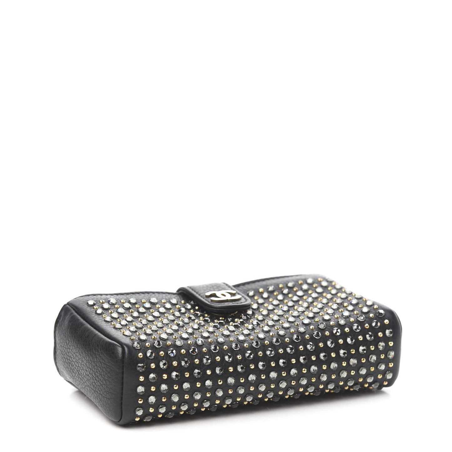 Calfskin Strass Studded Mini Phone Holder Clutch Black