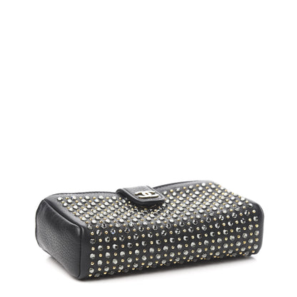 Chanel Calfskin Strass Studded Mini Phone Holder Clutch Black 4 of 11