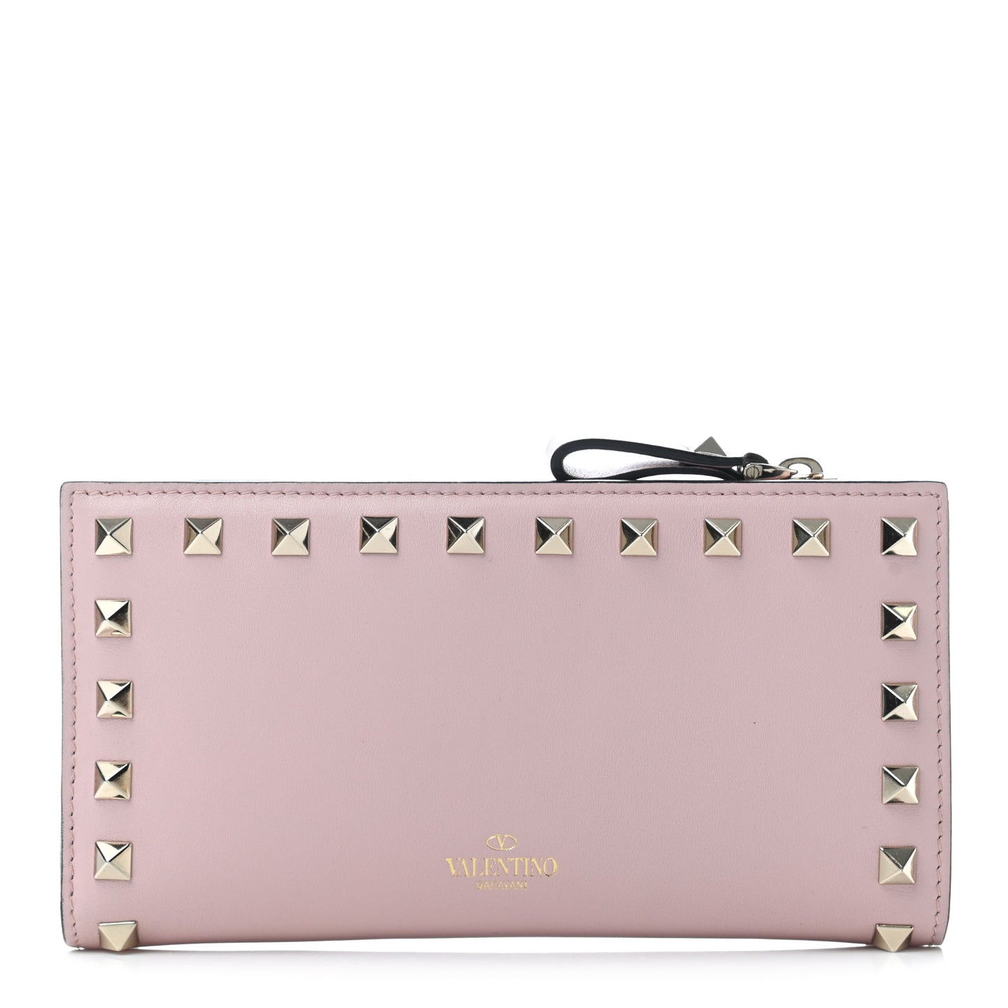 Calfskin Rockstud Continental Wallet Water Rose