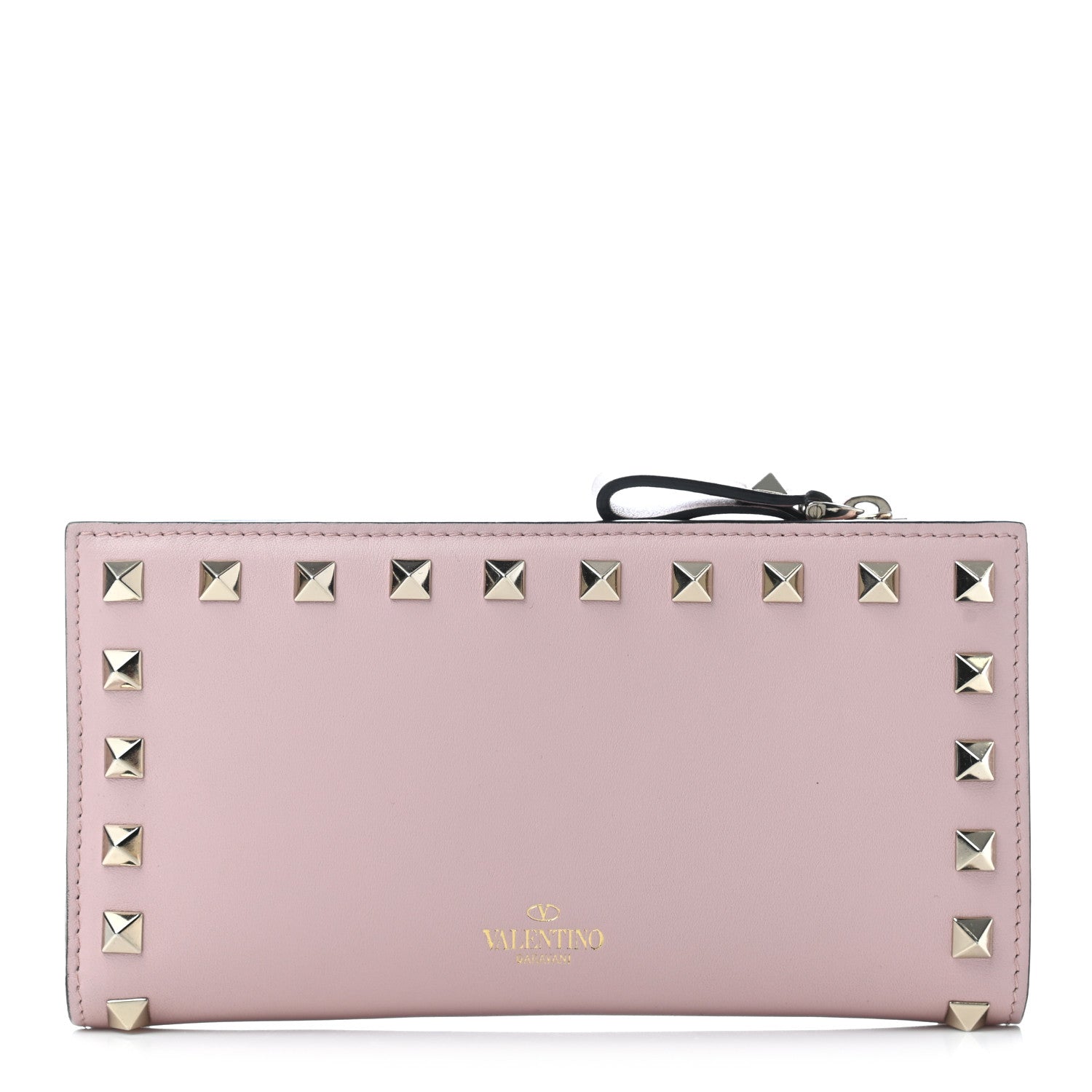 Valentino Garavani Calfskin Rockstud Continental Wallet Water Rose 1 of 7
