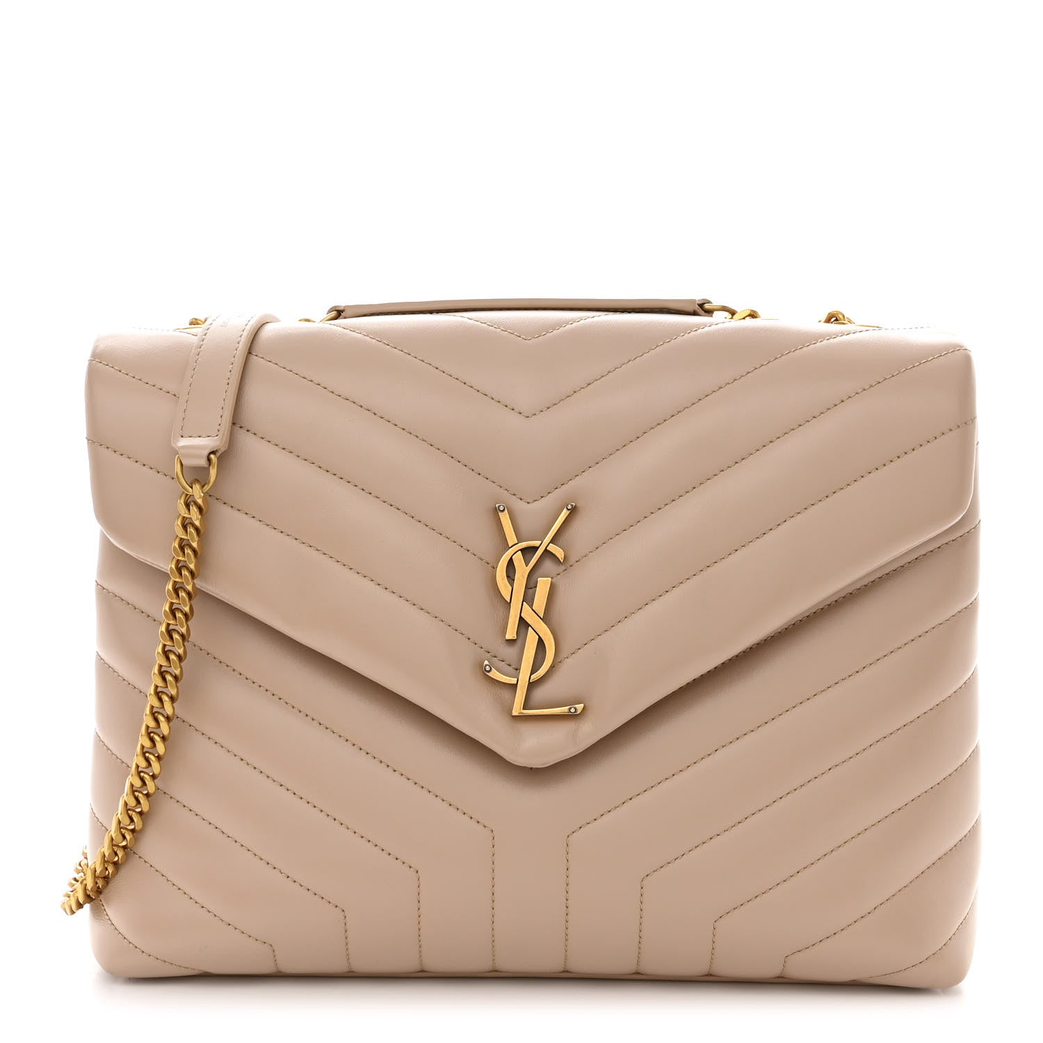 Saint Laurent Calfskin Y Quilted Monogram Medium Loulou Chain Satchel Blush 1 of 11