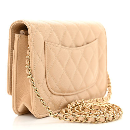 Chanel Caviar Quilted Wallet on Chain WOC Beige 3 of 12