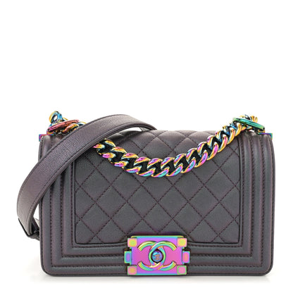 Chanel Iridescent Goatskin Quilted Small Boy Flap Purple 1 of 10