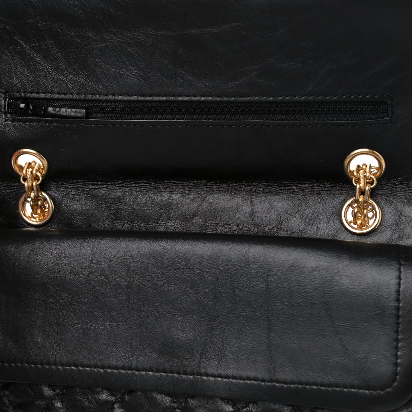 Aged Calfskin Quilted 2.55 Reissue 225 Flap Black