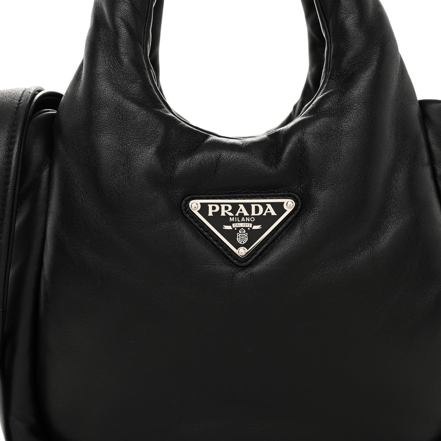 Nappa Soft Padded Small Double Handled Shoulder Bag Black